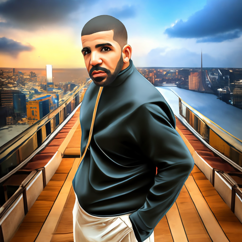 Realistic picture of Drake posing for the cameras
