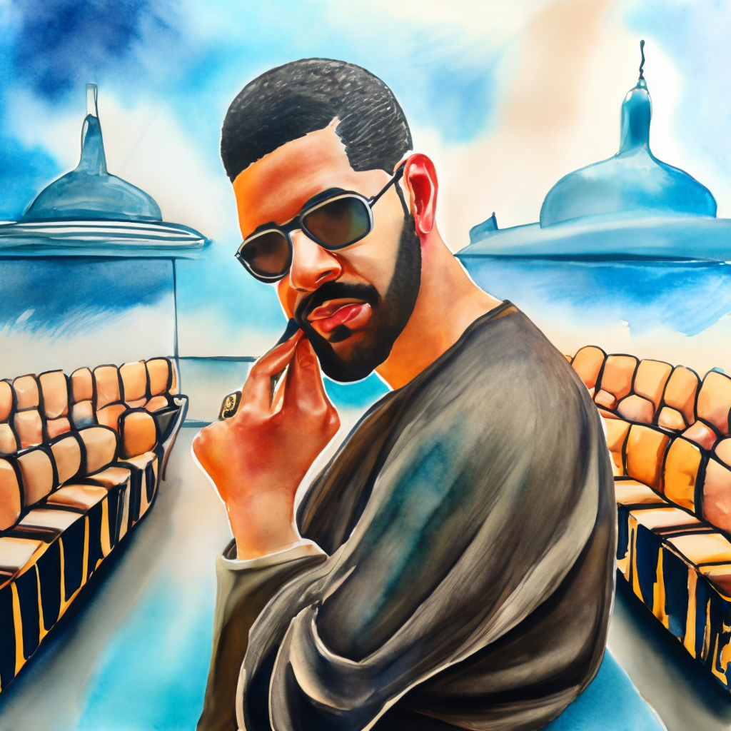 Realistic picture of Drake posing for the cameras