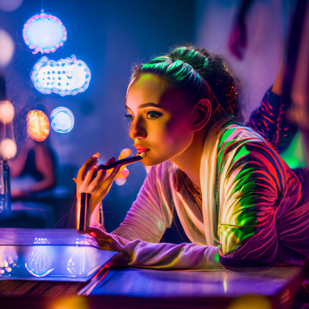 Beautiful girl doing her makeup