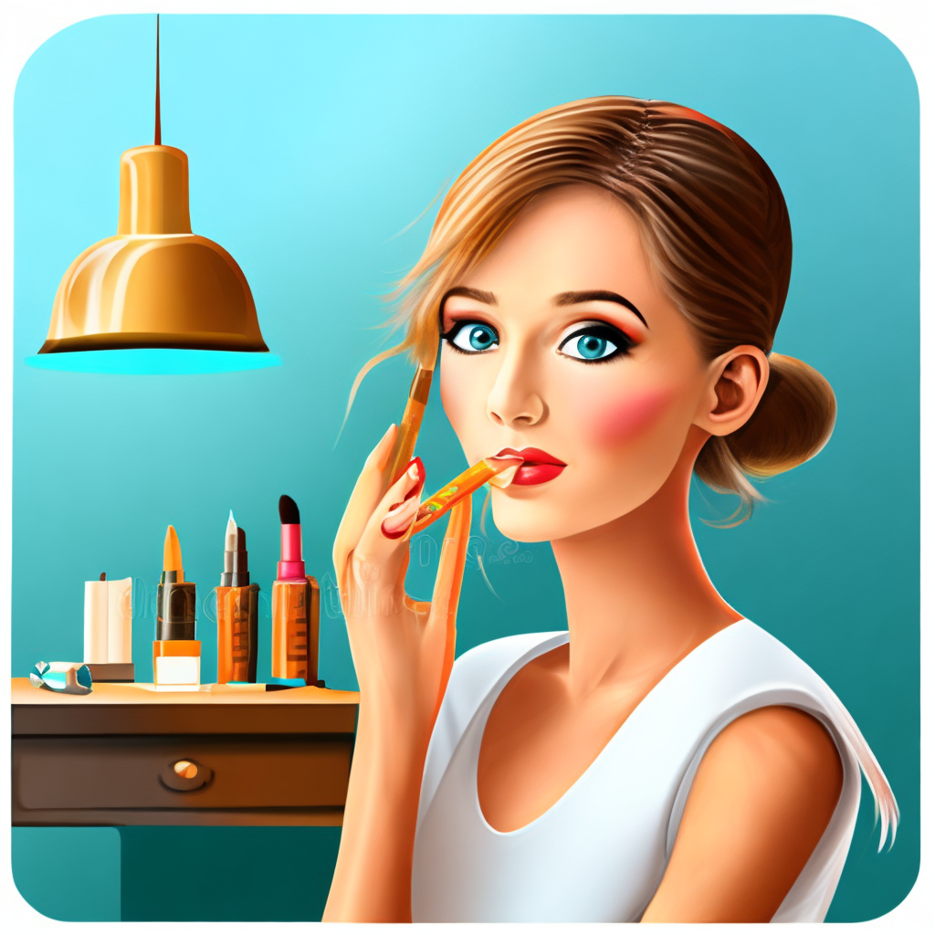 Beautiful girl doing her makeup