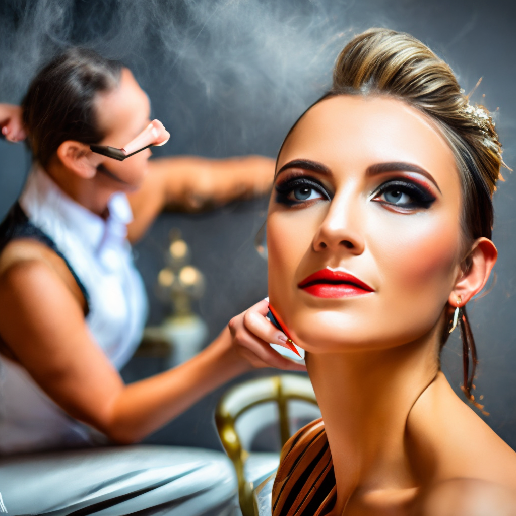Beautiful girl doing her makeup