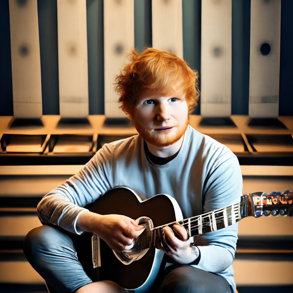 Ed Sheeran playing the guitar 
