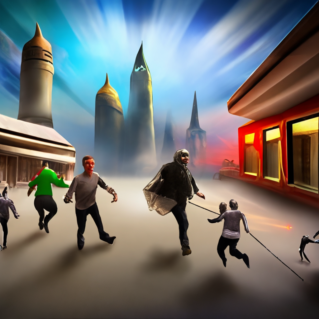 people running away from an alien invasion