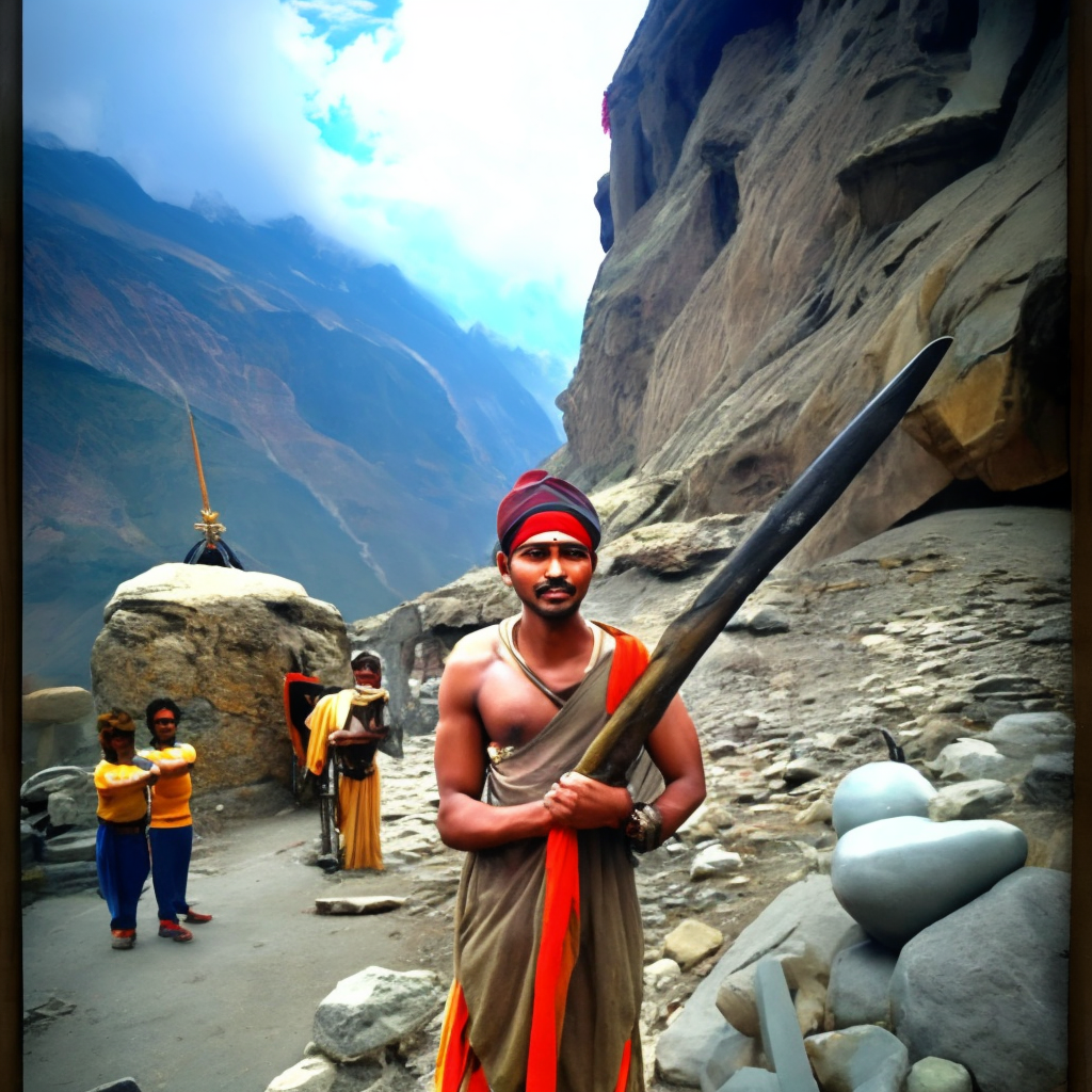 Bhole nath with his weapon at Kailash
