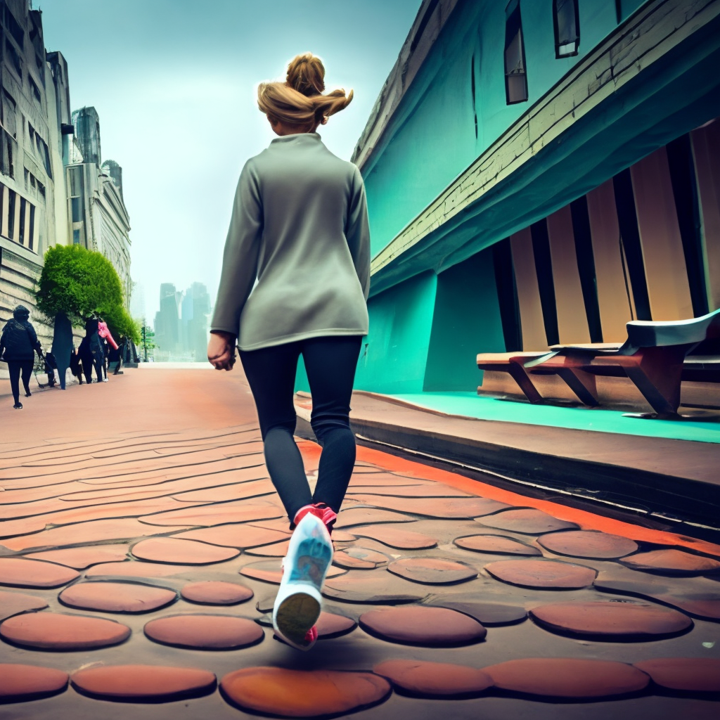 A girl footing in the city