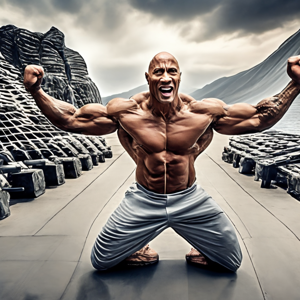 Dwayne Johnson flexing his muscle