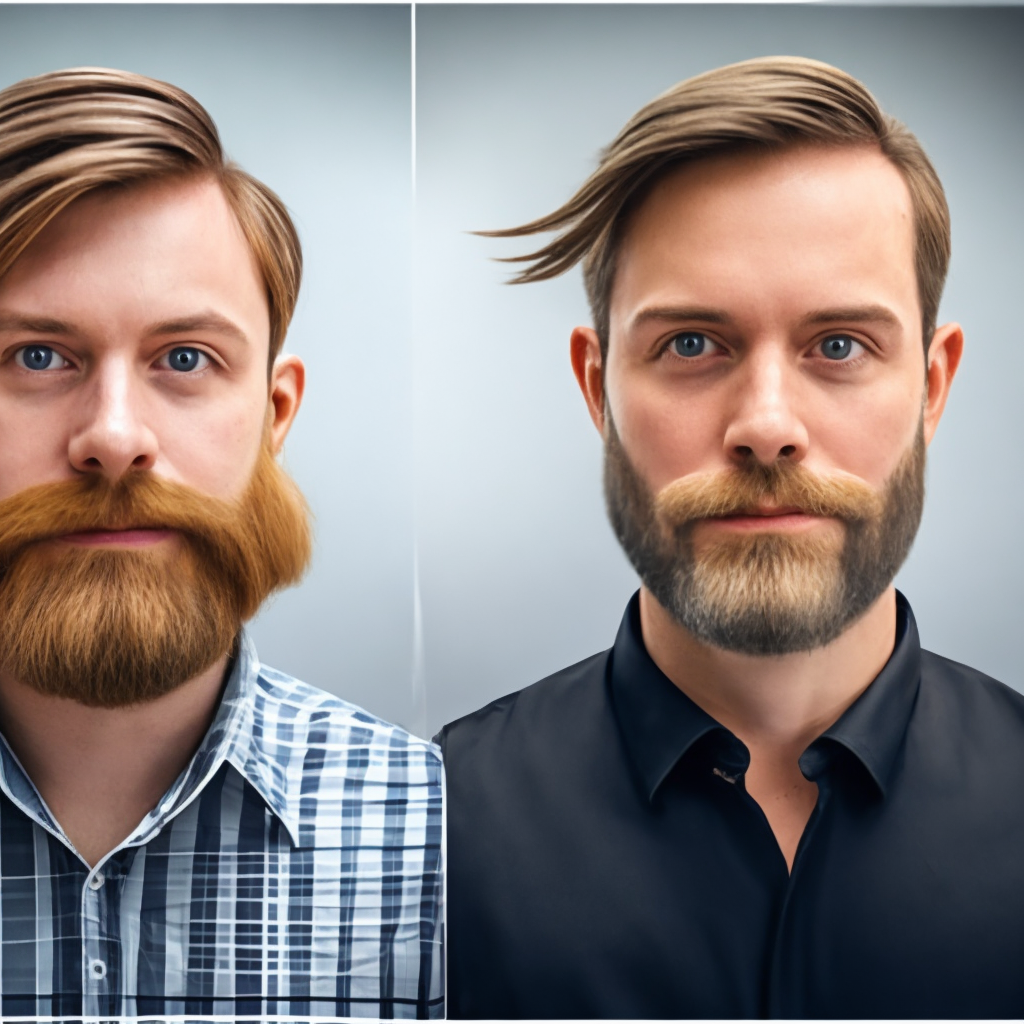 A Man With Beards, Then No Beards - Visual Effects by Pierina Ghigliani. make it more diverse, highlights include a shaved head, goatee, moustache and Pierina Ghigliani natural hair