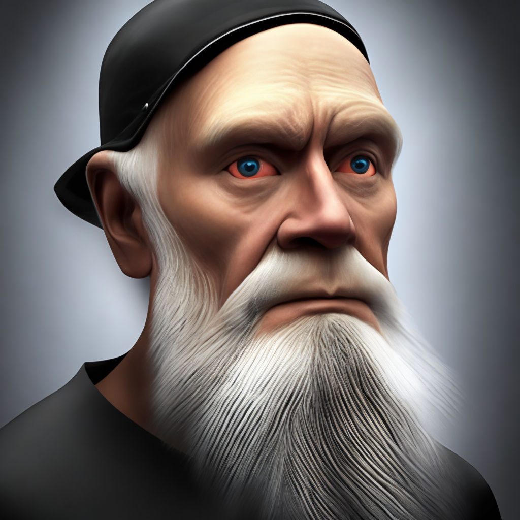 The Darwin teorist,full HD,16k,ultrarealistic,3/4 portrait 