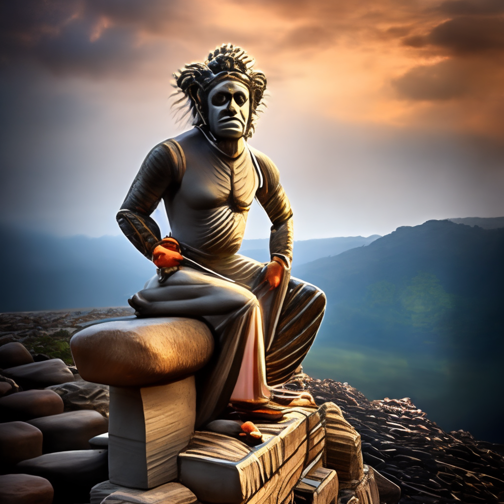 Hanuman standing on rock