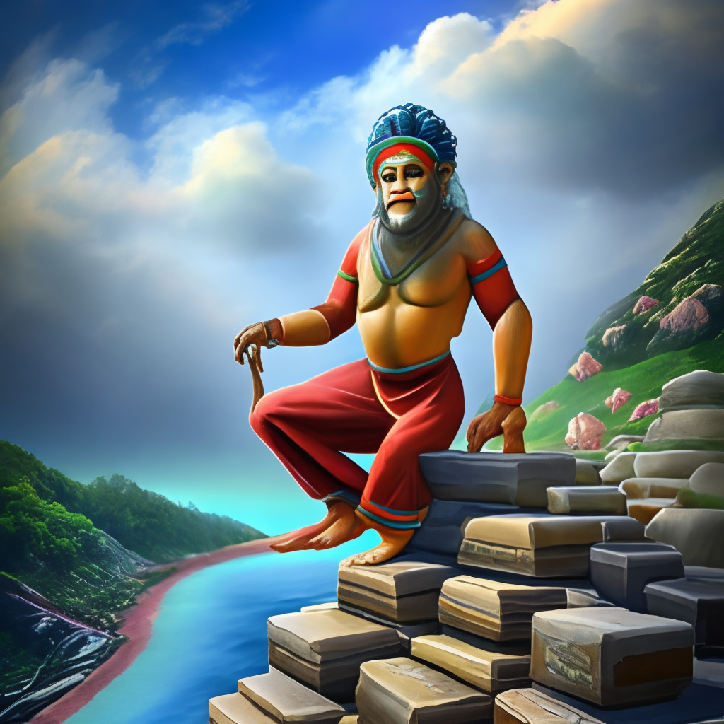 Hanuman standing on rock