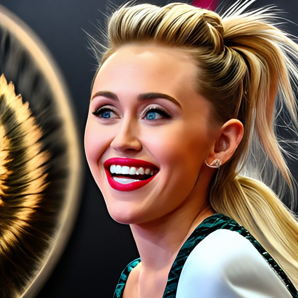 Miley Cyrus smiling to the cameras