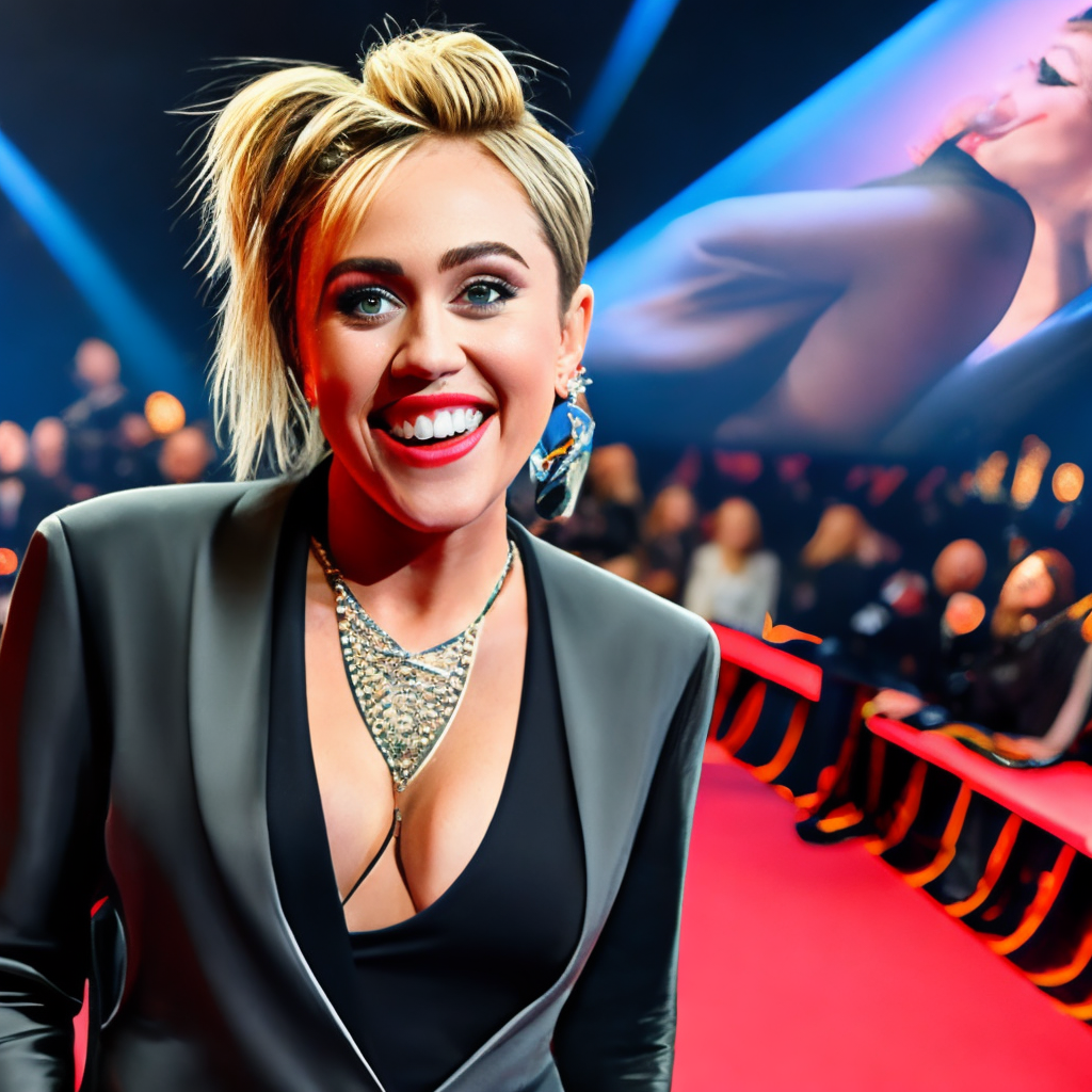 Miley Cyrus smiling to the cameras