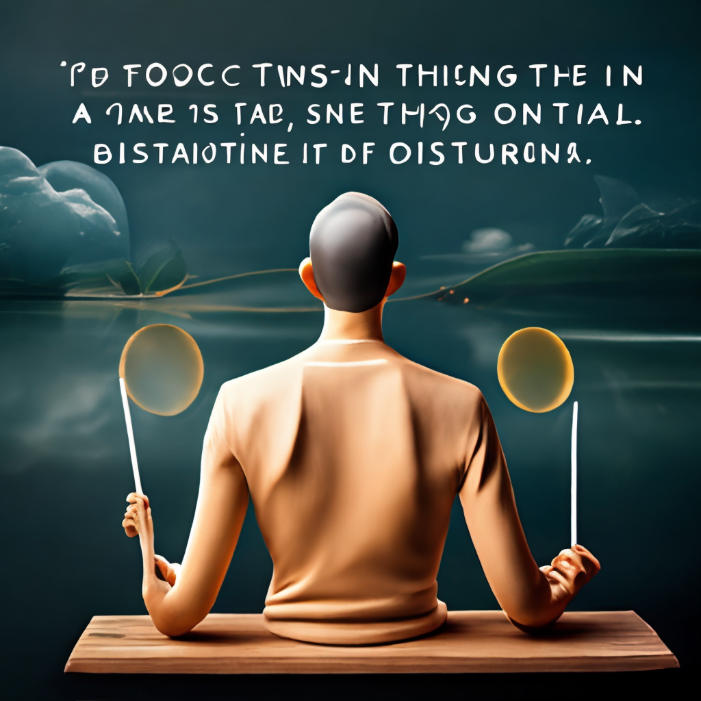 To focus on one thing at a time,
requires a stillness of the mind.
A discipline of thought sublime,
that lets distractions be left behind.

