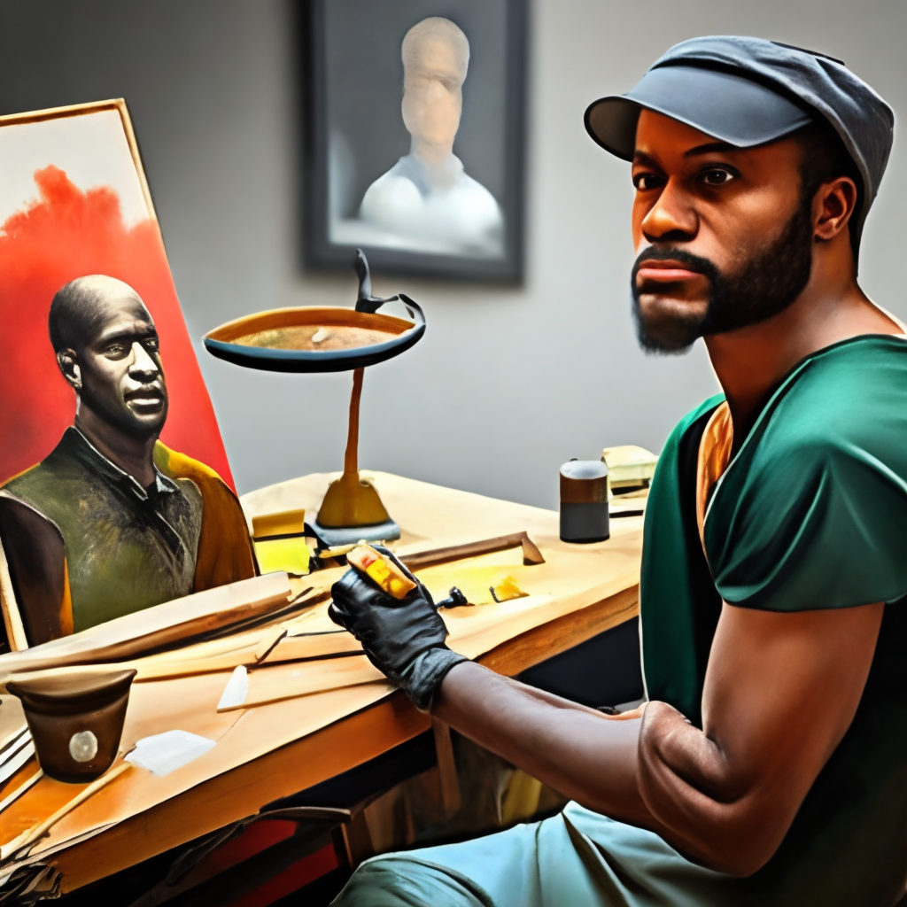 A black man painting
