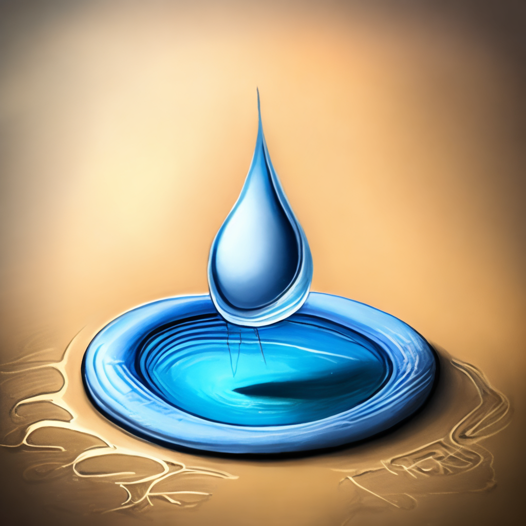 a hand drawing water drop art on paper