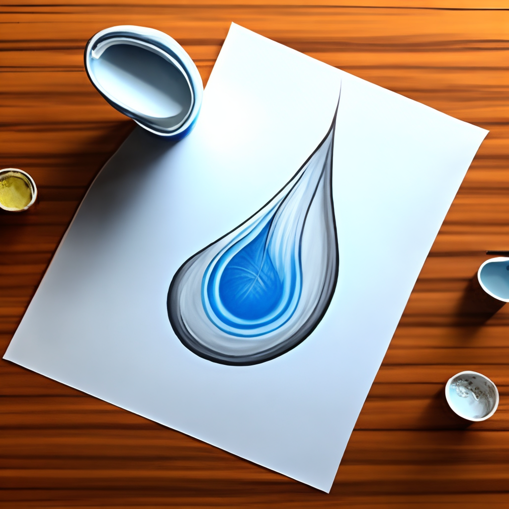 a hand drawing water drop art on paper