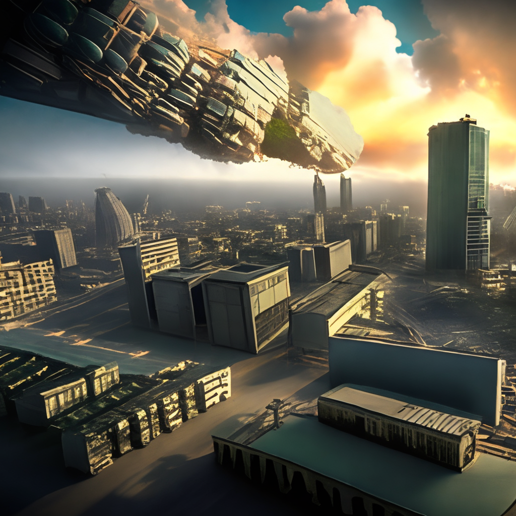 The image shows a city that is desapearing by a  nuclear bomb detonation,full HD,16k,ultrarealistic,dark and painful