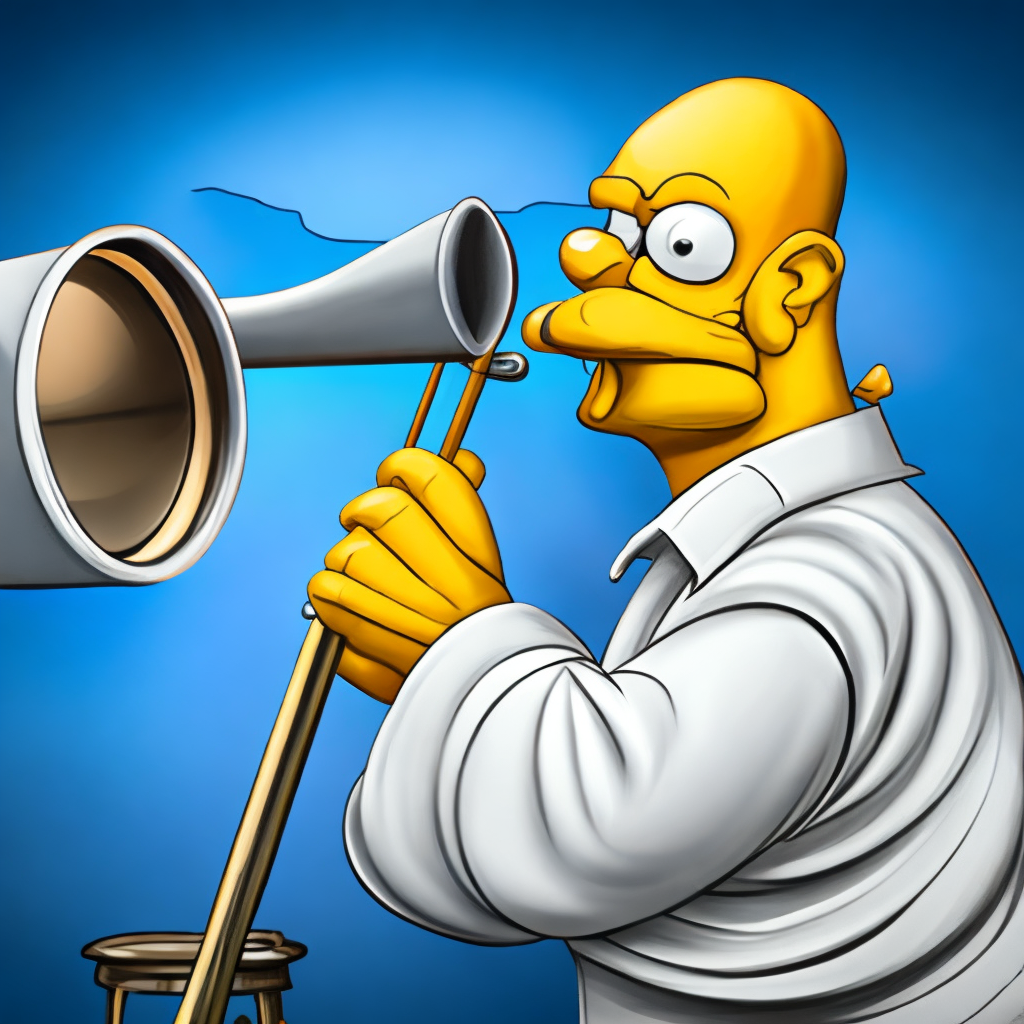 a digital art of Homer Simpson playing the trombone, cartoon style