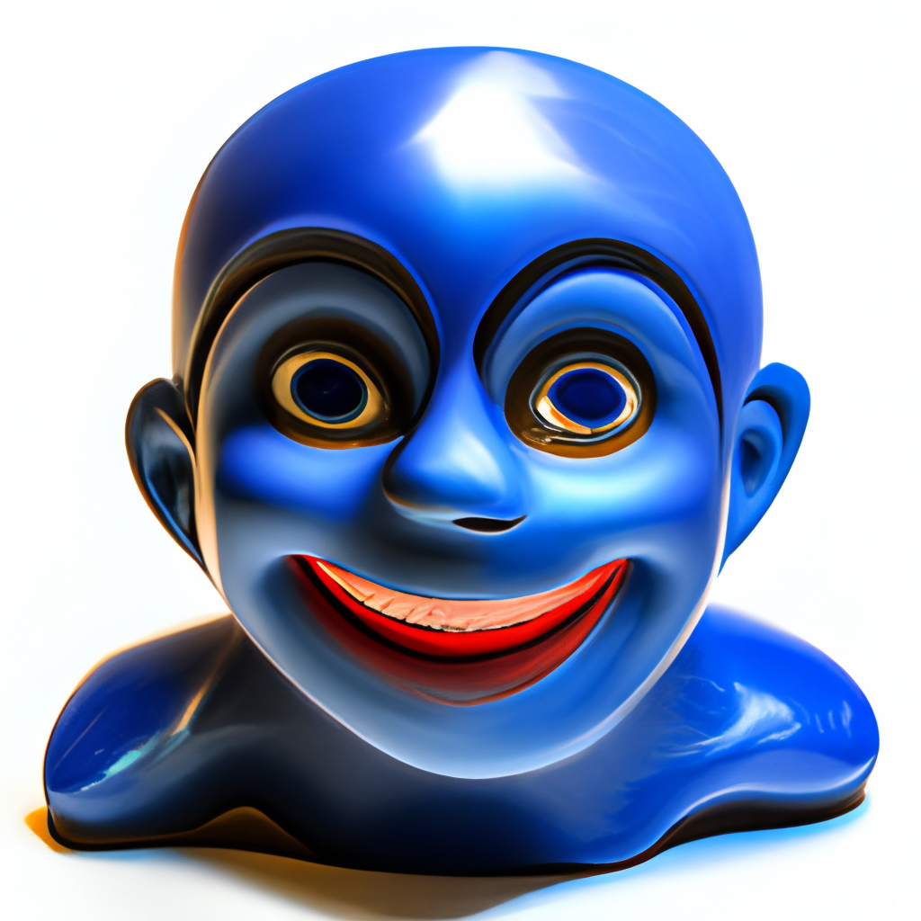 grinning doll made of dark blue rubber