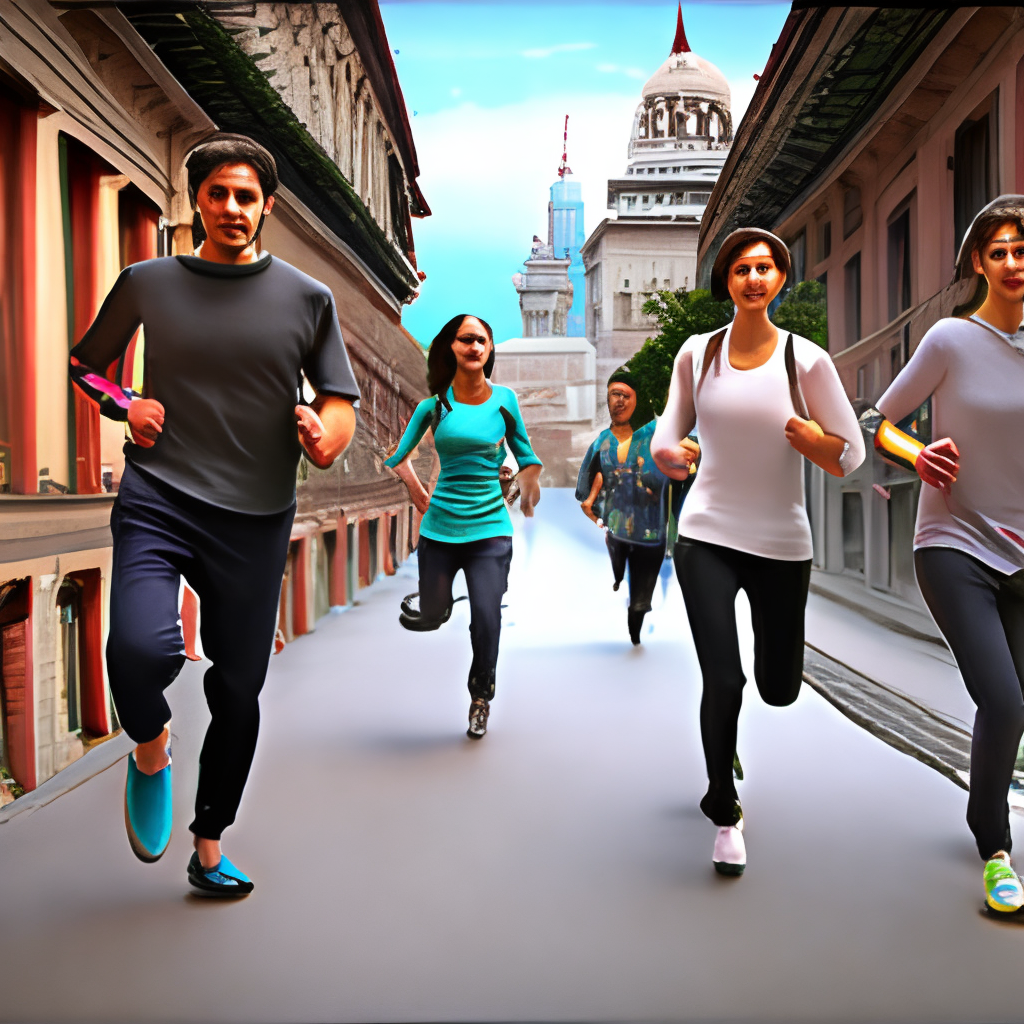 Personas corriendo asustadas en una ciudad,estilo distópico,full HD,16k,3/4 portrait,altamente detallada,realista,impresionante