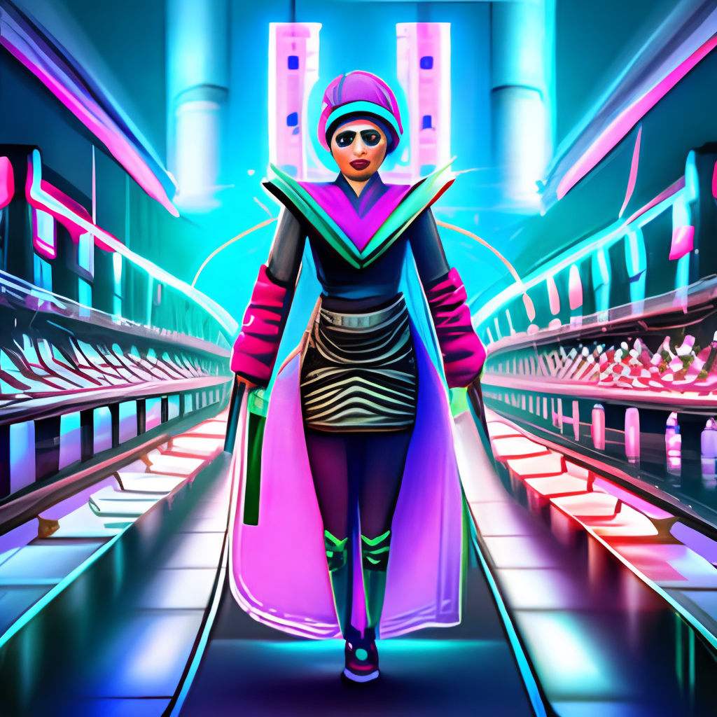 a digital illustration of a cyberpunk samurai warrior queen, neon lights, futuristic, 4k