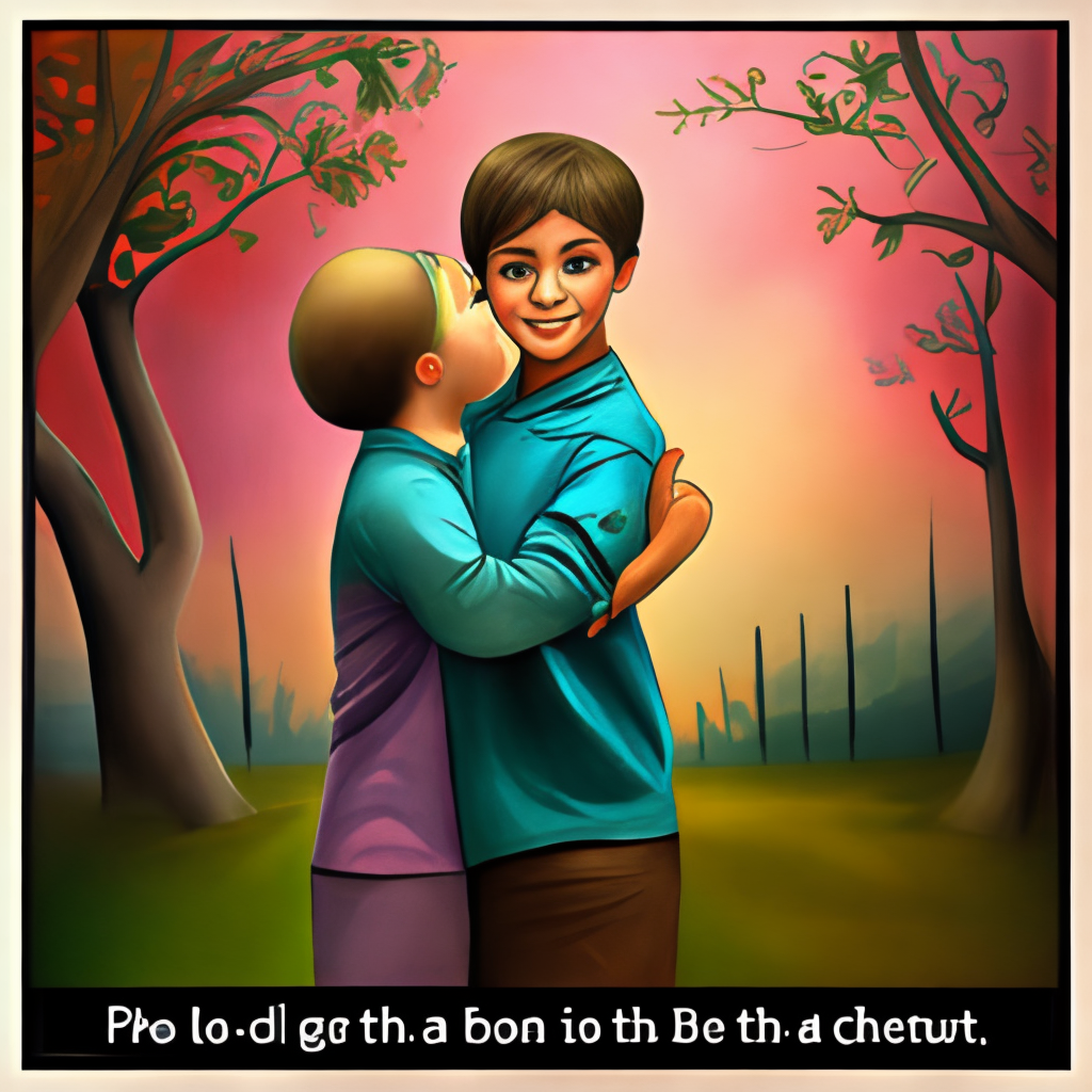 A girl made a painting of a boy.  Then the boy comes out of the painting and hugs the girl.