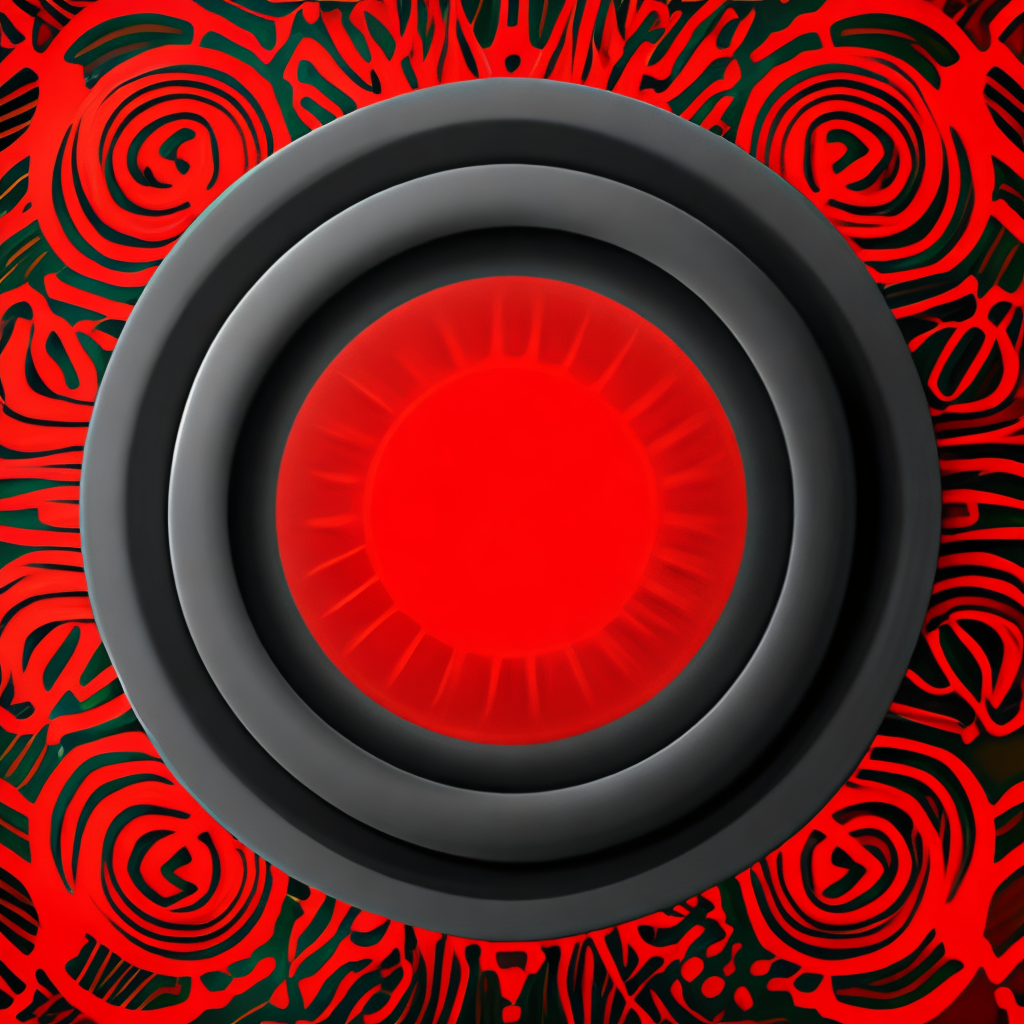 Generative circle on the red background 