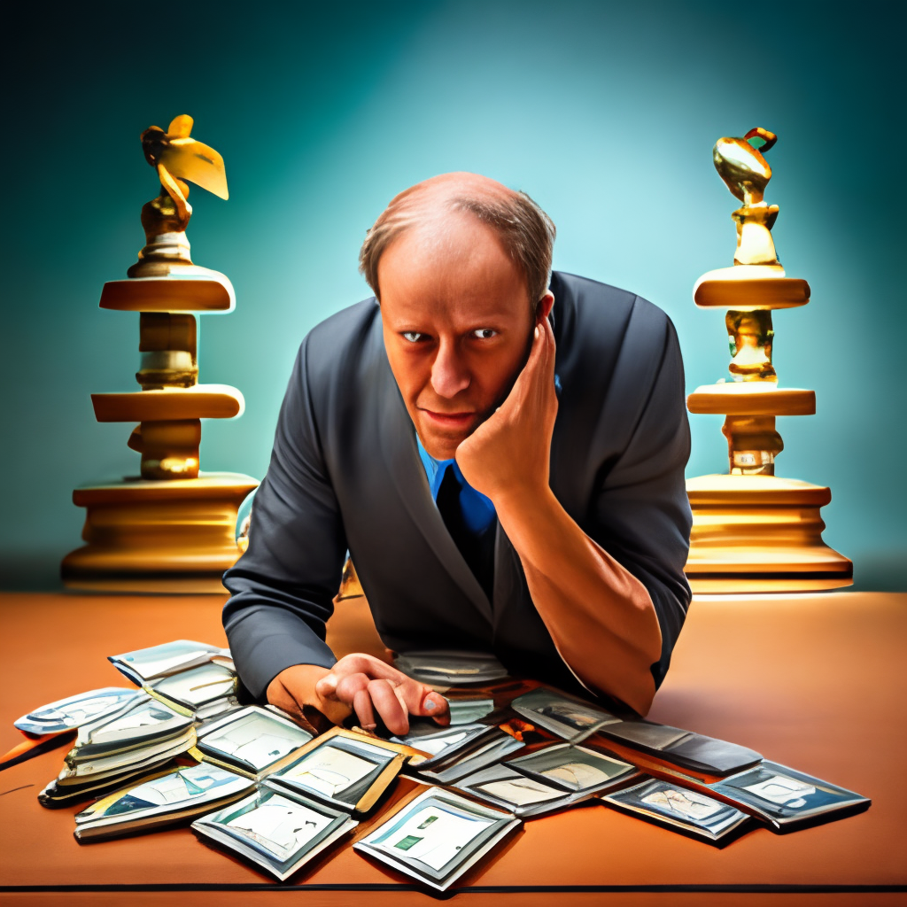 A man losing all of his money at a bank