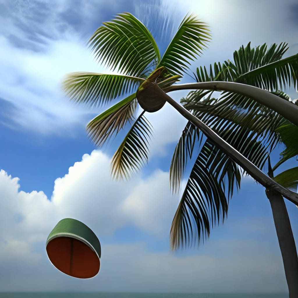 hurricane and coconut tree