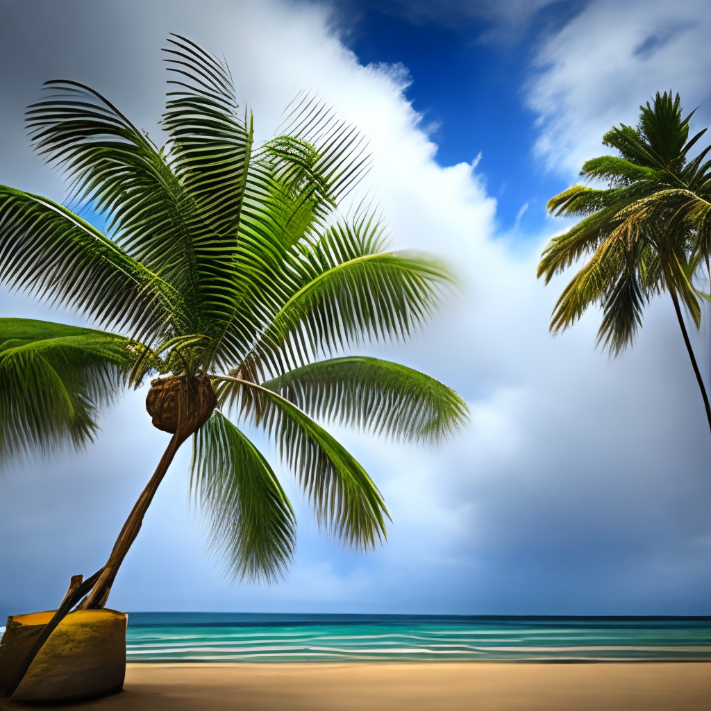 hurricane and coconut tree