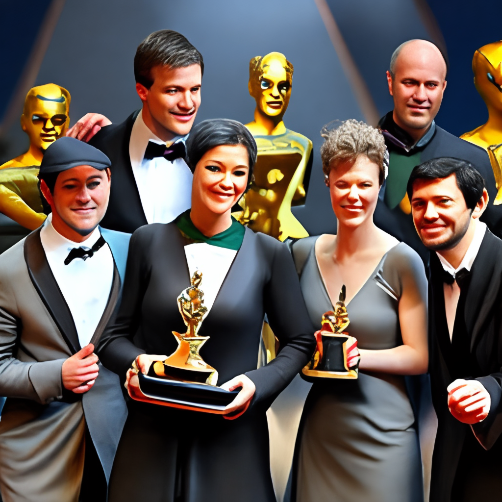 A group Of Actors Accepting Oscars