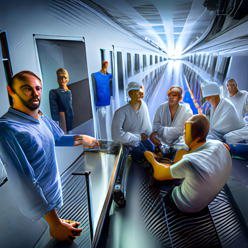 la imagen muestra a un grupo de persona en un laboratorio observando atravez de un cristal la trayectoria de una bomba nuclear,full hd,16k,3/4 portrait,ultra-realista,iluminacion holliwood,hiper-detallada