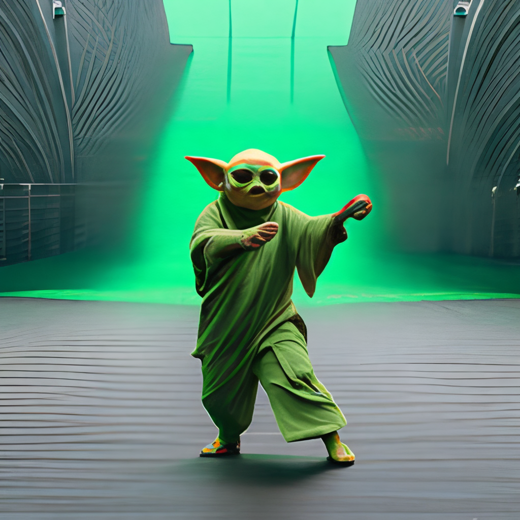 a baby Yoda DANCING