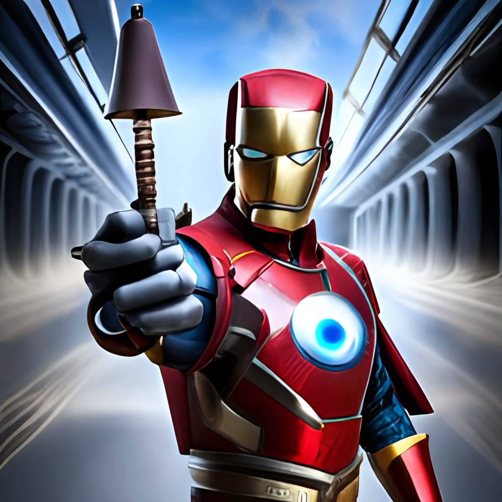 potrait of iron man with a weapon