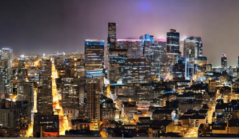 a view of a city at night from the top of a hill