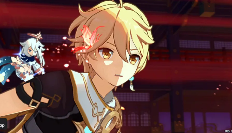 an anime character with blonde hair holding a sword