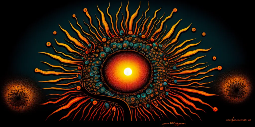 a painting of a sunflower with a candle in the center
