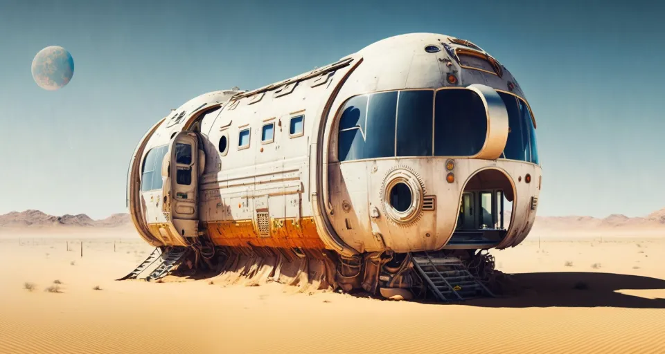 A Strange Building in the Desert With a Futuristic Design by Tony Vanderleek. add a futuristic design