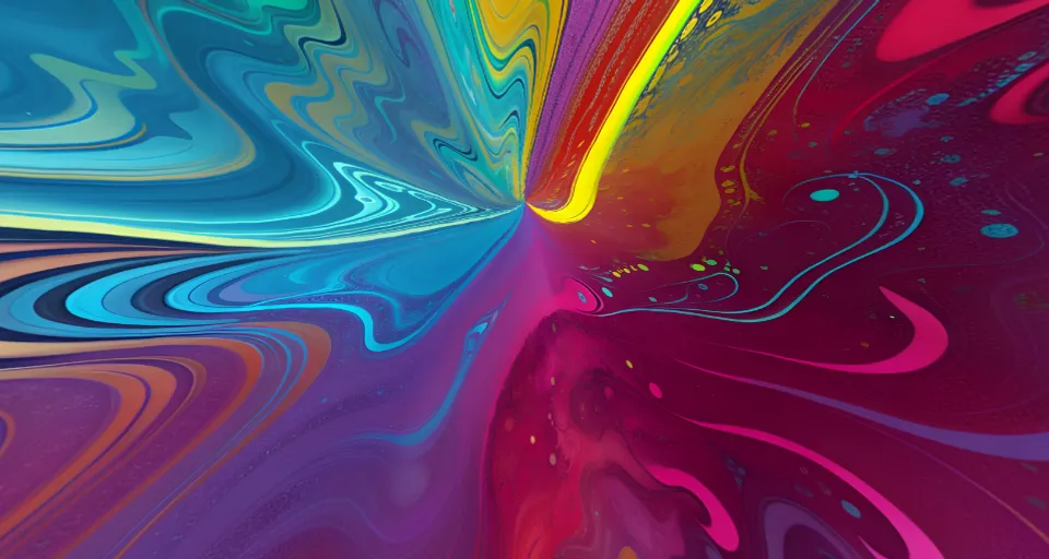 a multicolored background with a spiral design