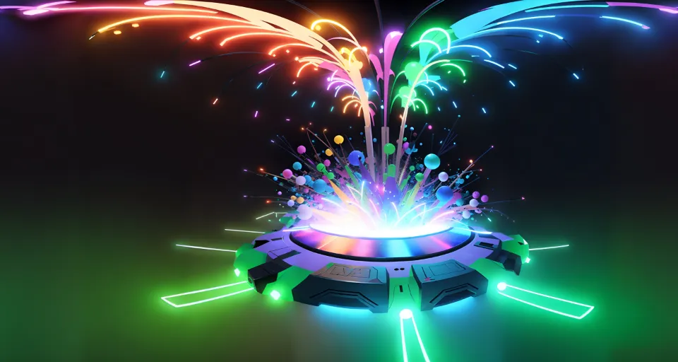 a colorful firework exploding out of a device