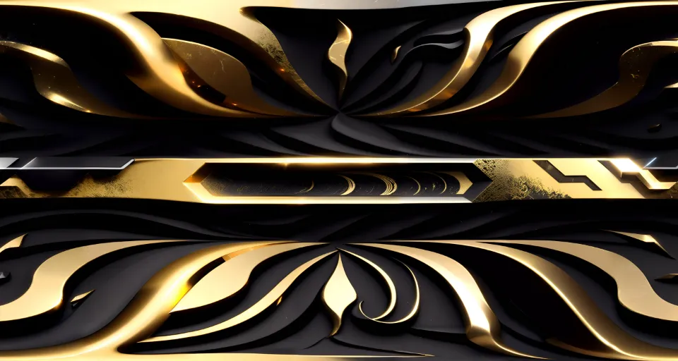 a black and gold abstract background with wavy lines