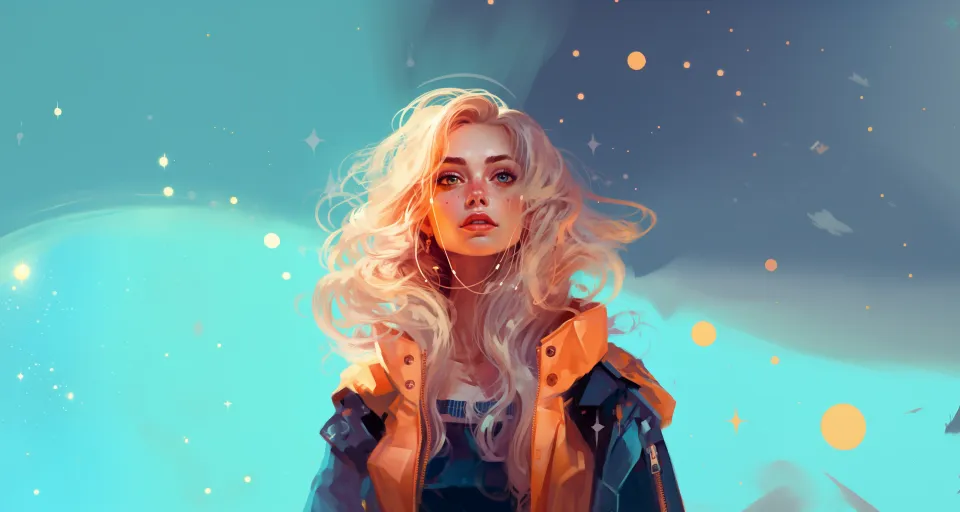 a digital painting of a woman with blonde hair