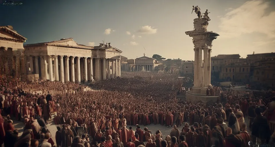 a crowd of people standing in front of a building