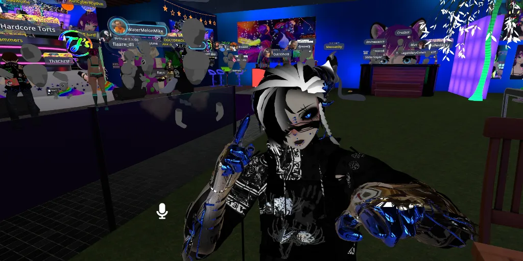 a computer generated image of a person holding a glove. purple, games, personal protective equipment, cg artwork, electric blue, fictional character, event, screenshot, pc game, animation