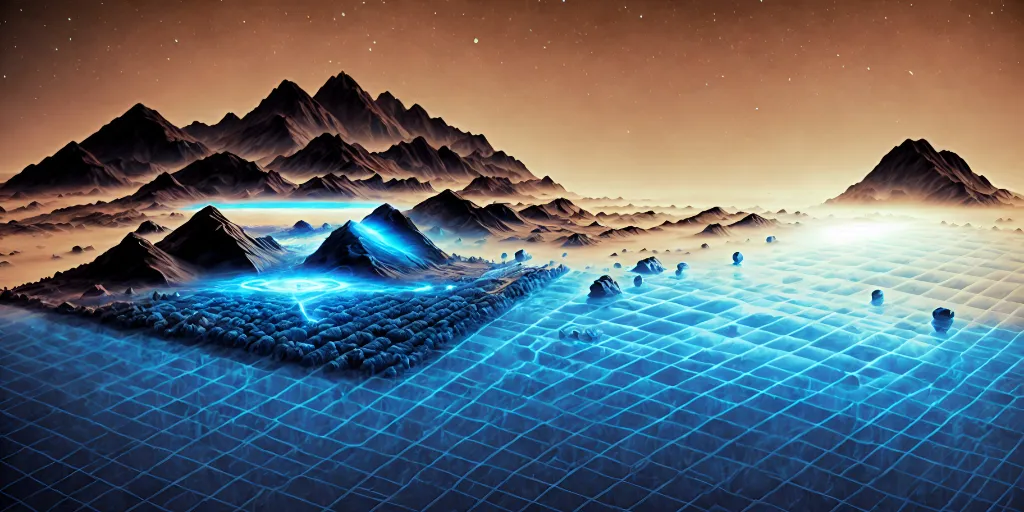 a computer generated image of a mountain range