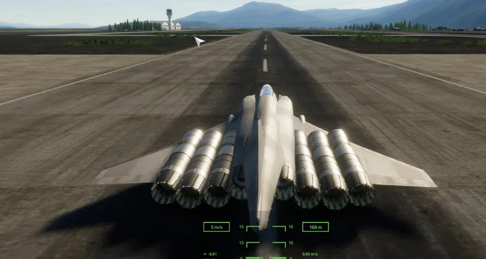 a computer generated image of a fighter jet on a runway