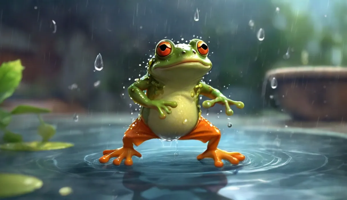 a frog that is standing in the water