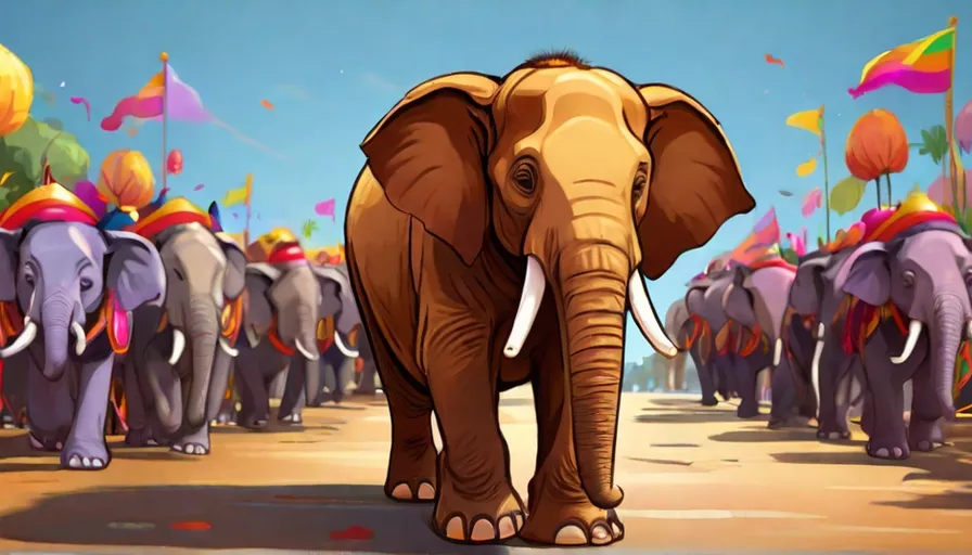 a large group of elephants walking down a street