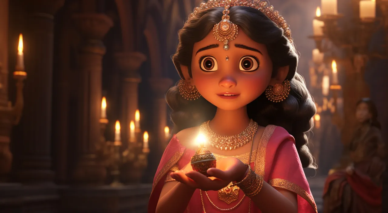 a cartoon character holding a lit candle in her hand