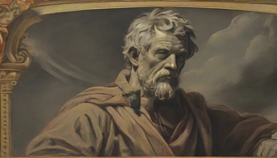 a painting of a man with white hair and a beard